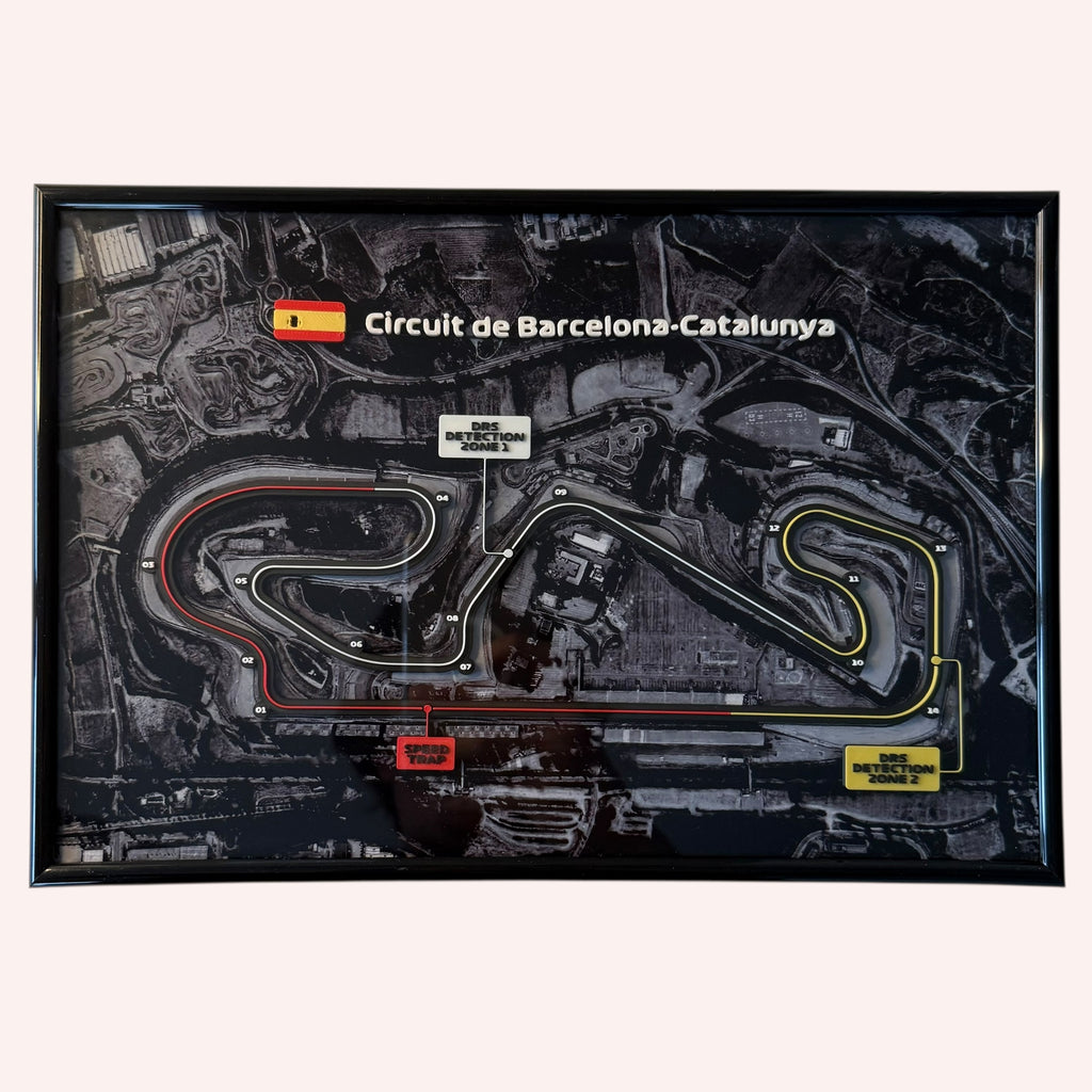 Circuit de Barcelona-Catalunya Wall Art – Framed Track Map, Motorsport-Inspired Decor, Racing Enthusiast Gift, Unique Wall Display