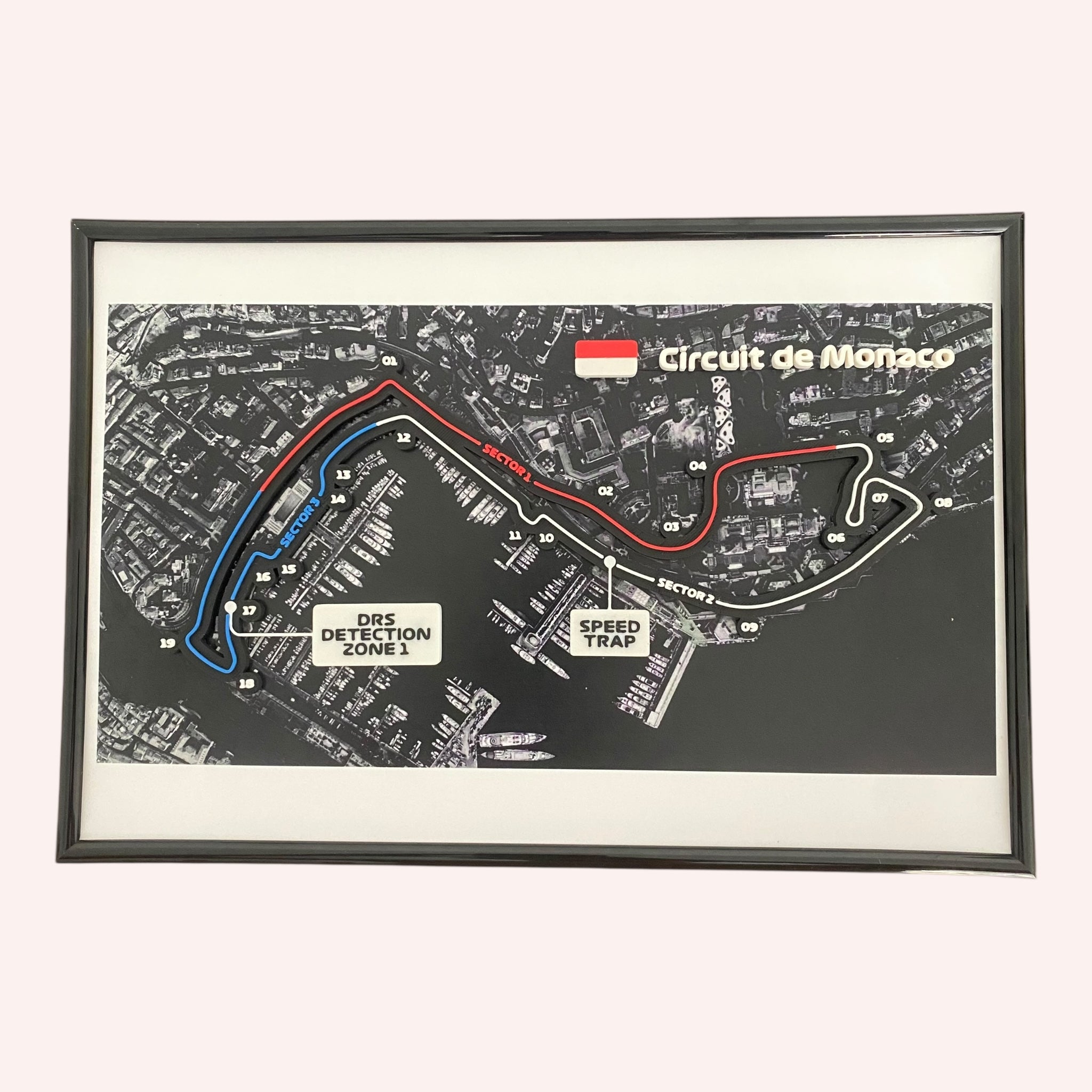 Monaco F1 Track Map on Aerial City Photo Framed Wall Art Ideal for Motorsport Enthusiasts and Unique Home Decor Formula 1