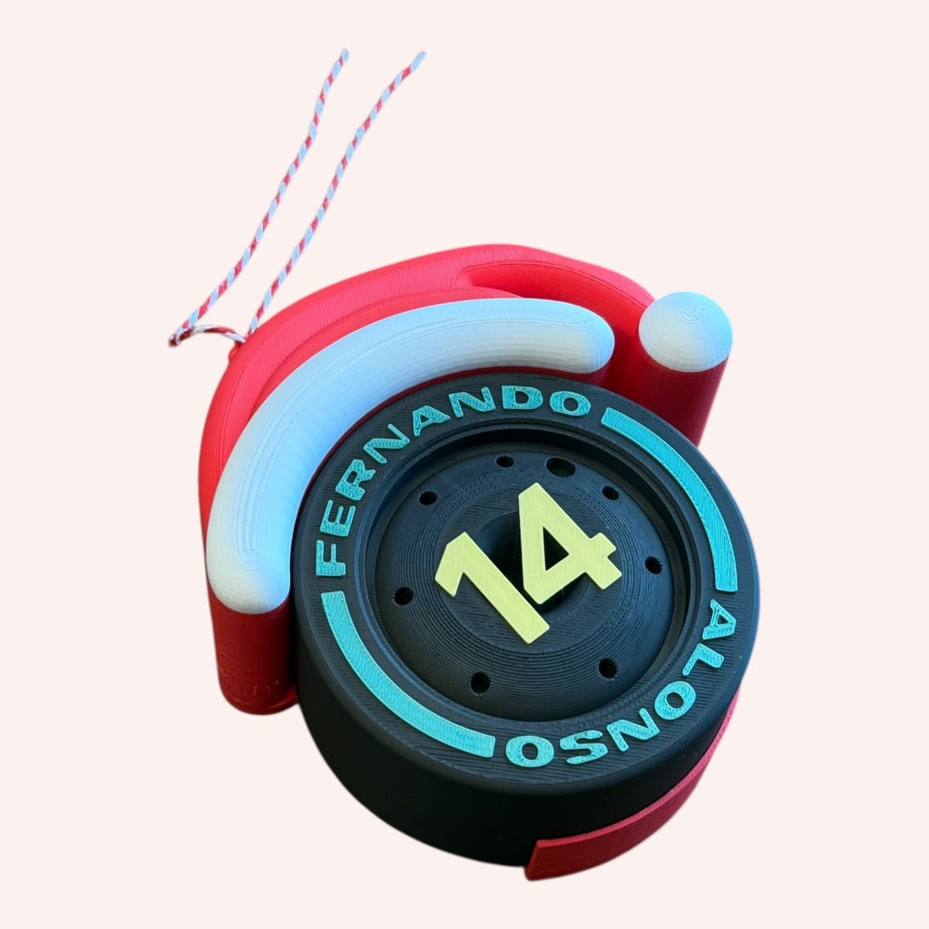Fernando Alonso Christmas F1 Tire Ornament