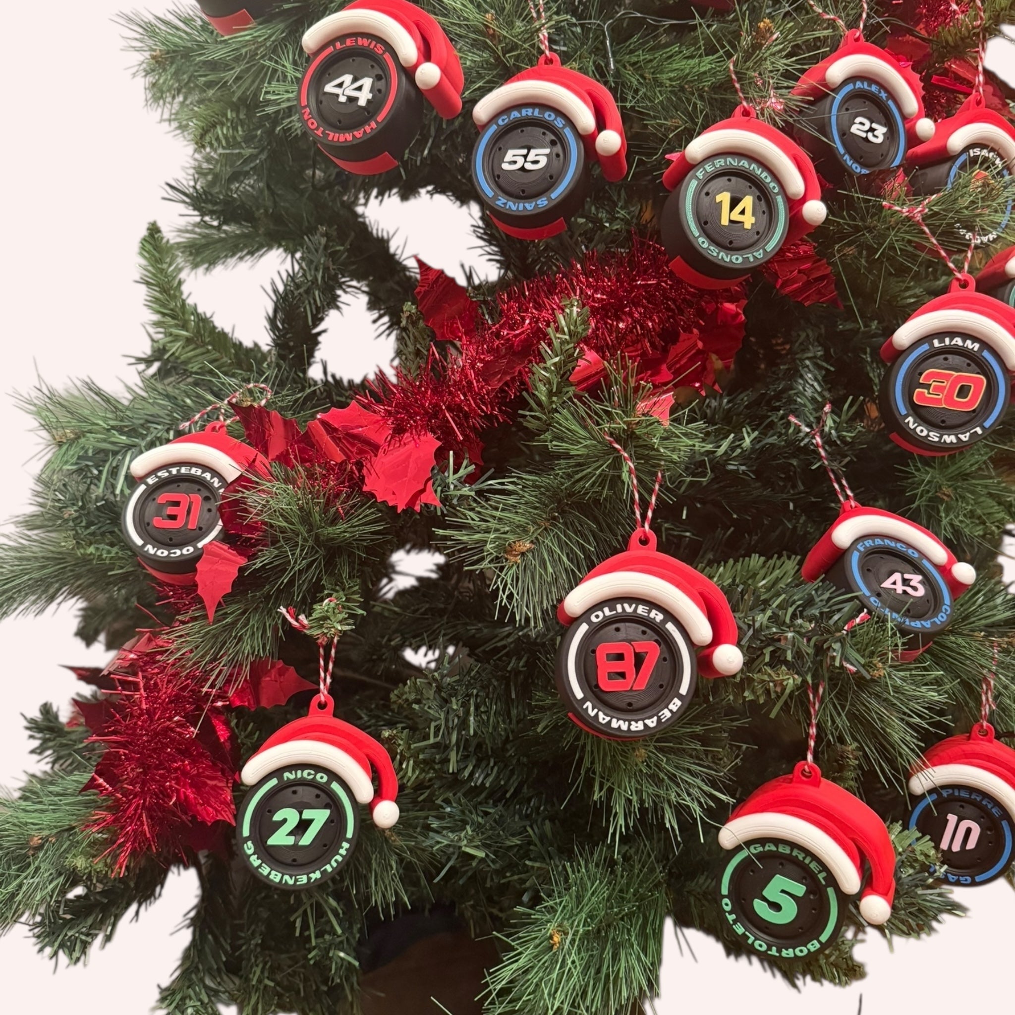 Full 2025 F1 Grid Christmas mini Ornament Set