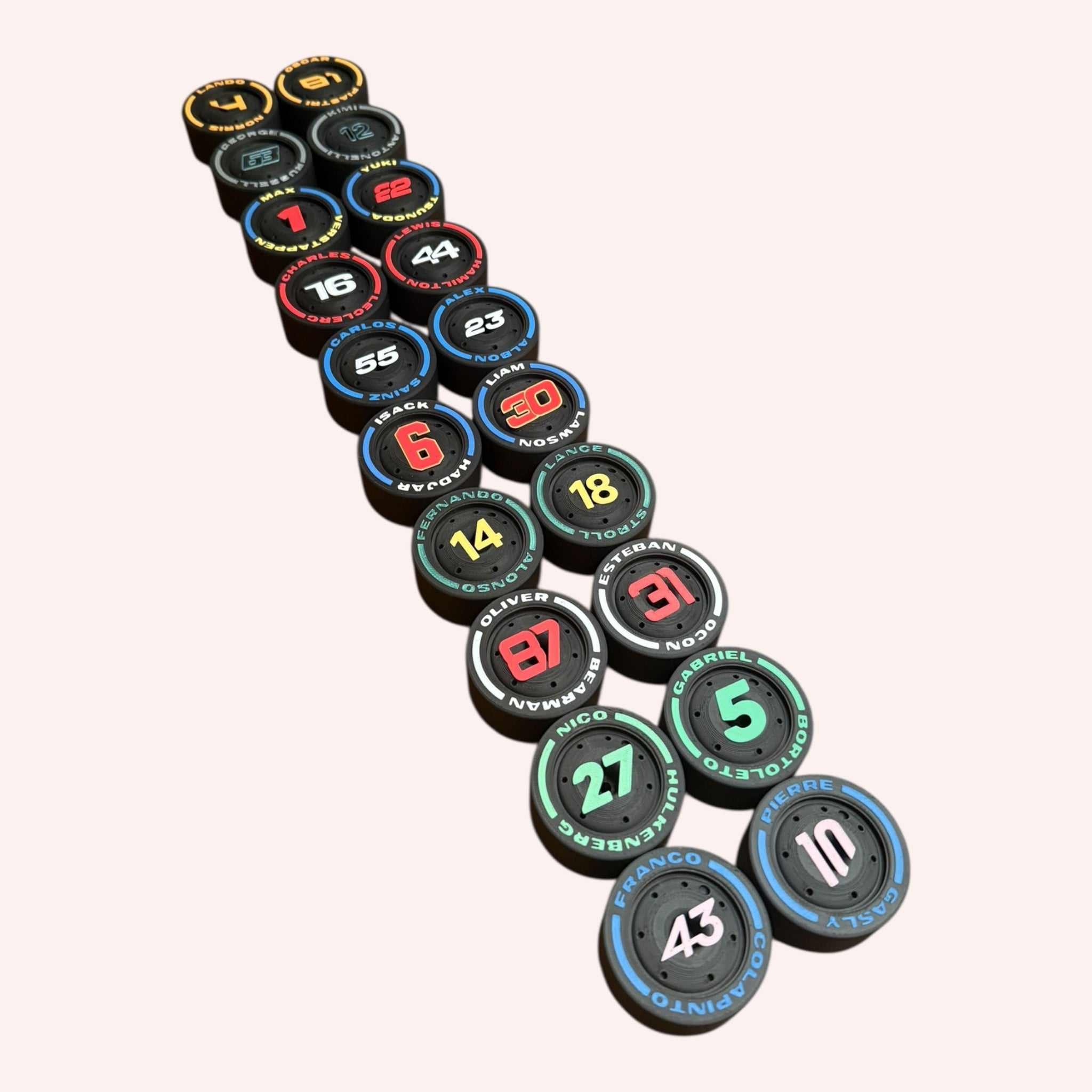 Full 2025 Formula 1 Grid Mini Tire Set