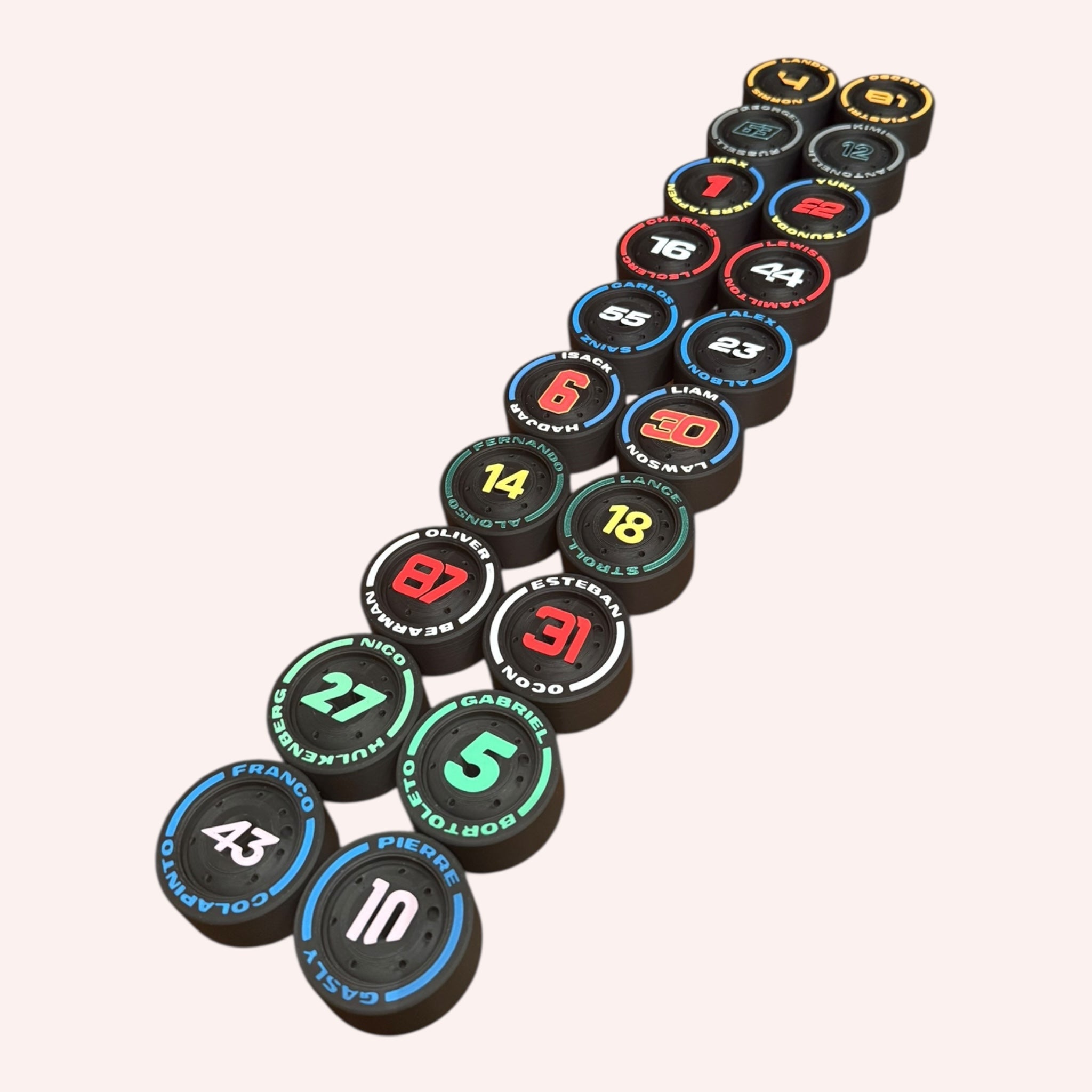 Full 2025 Formula 1 Grid Mini Tire Set